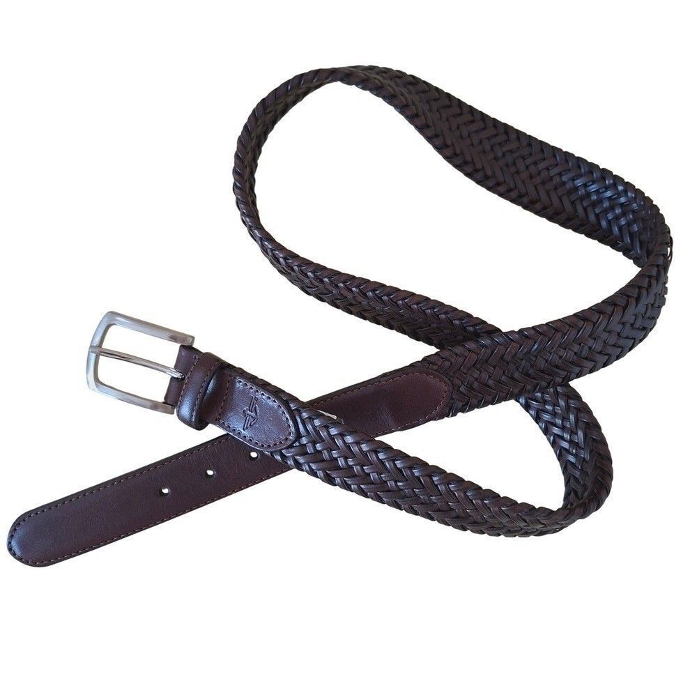 Dockers Woven Braided Belt Mens 38 Brown‎ Excellent Leather Lined